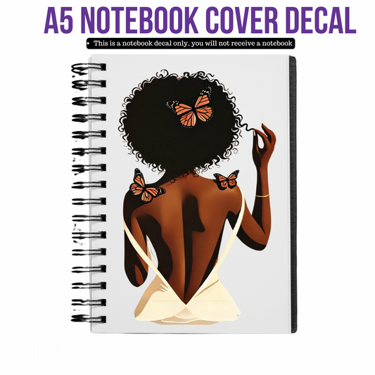 UV DTF Planner Cover Decal - Butterflies and Afro Baddie