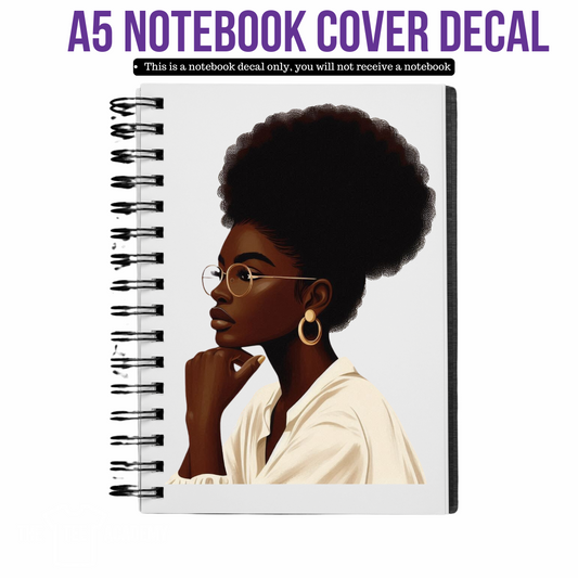 UV DTF Planner Cover Decal - (minimalist) Chocolate Afro Bun Baddie