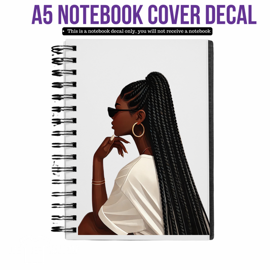 UV DTF Planner Cover Decal - (minimalist) Black Braids and Sun Shades