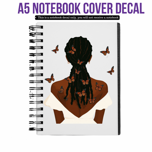 UV DTF Planner Cover Decal - Butterflies and Locs Baddie