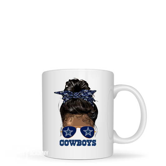 Cowboys Bun Girl- UV DTF Cup Decal