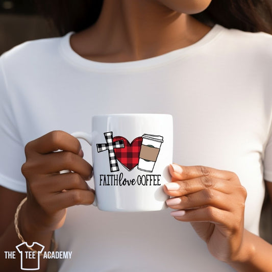 UV DTF Cup Decal- Faith, Love, Coffee