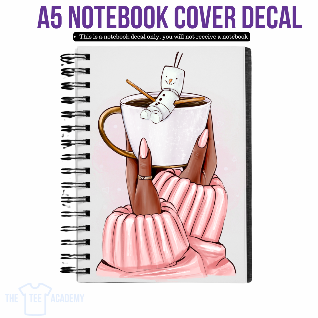 UV DTF Planner Cover Decal -Cozy With Coffee (marshmallow)