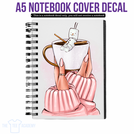 UV DTF Planner Cover Decal -Cozy With Coffee (marshmallow)