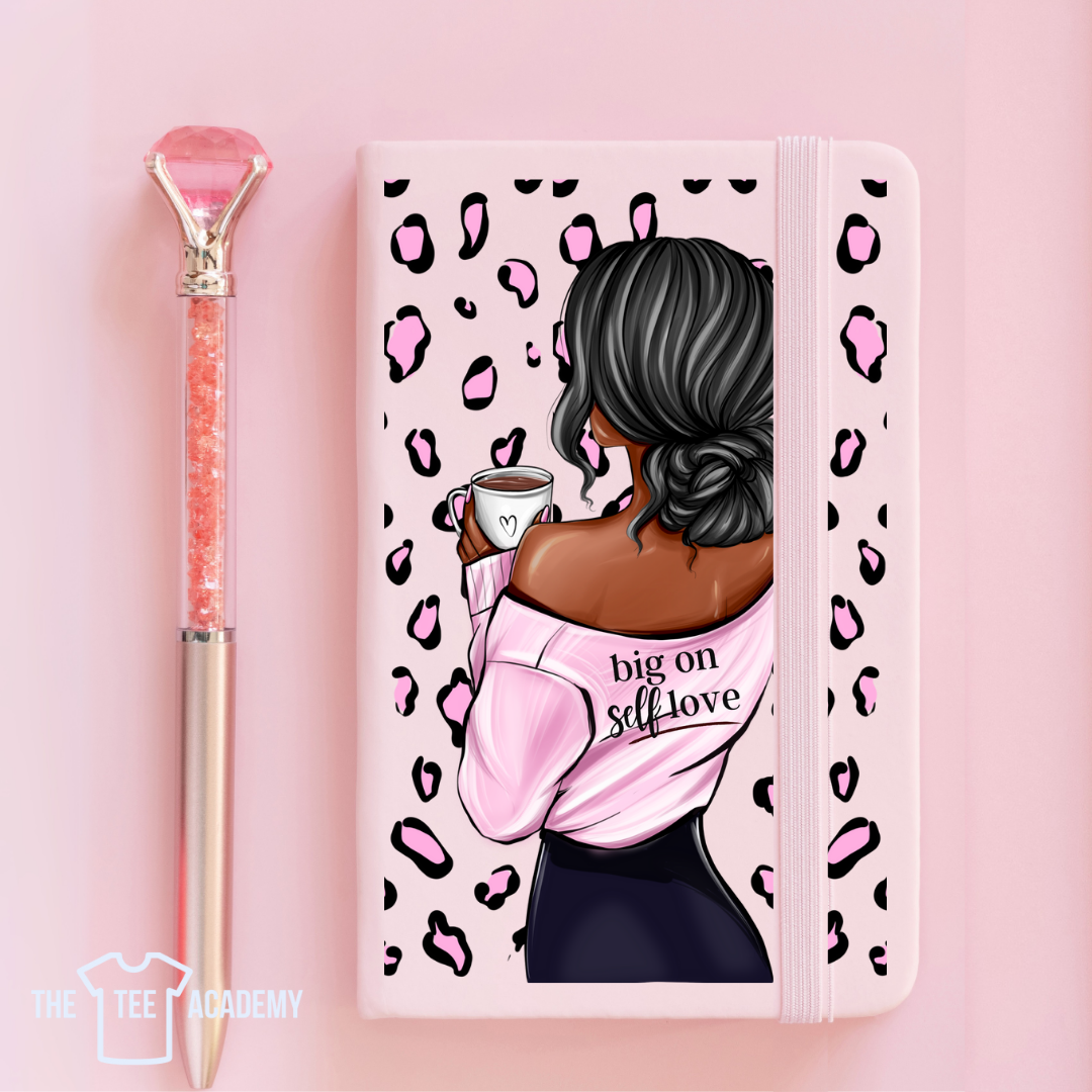 UV DTF Planner Cover Decal - (Pink Leopard) Big On Self Love