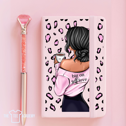 UV DTF Planner Cover Decal - (Pink Leopard) Big On Self Love