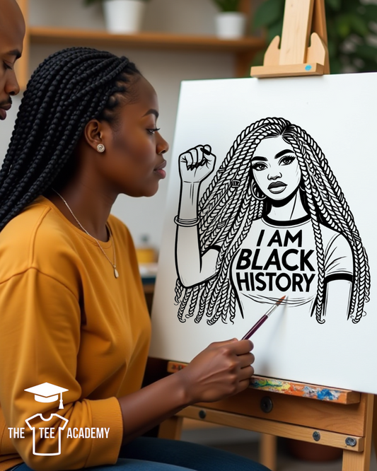 (Sketch Art) WOMAN, I Am Black History- Screen Print Transfer