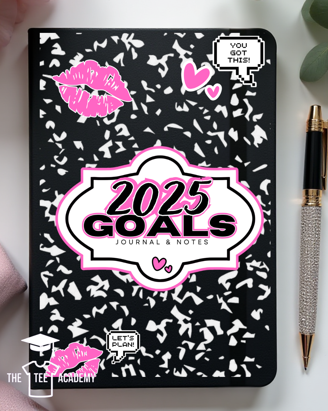 UV DTF Planner Cover Decal - 2025 Goals and Lips