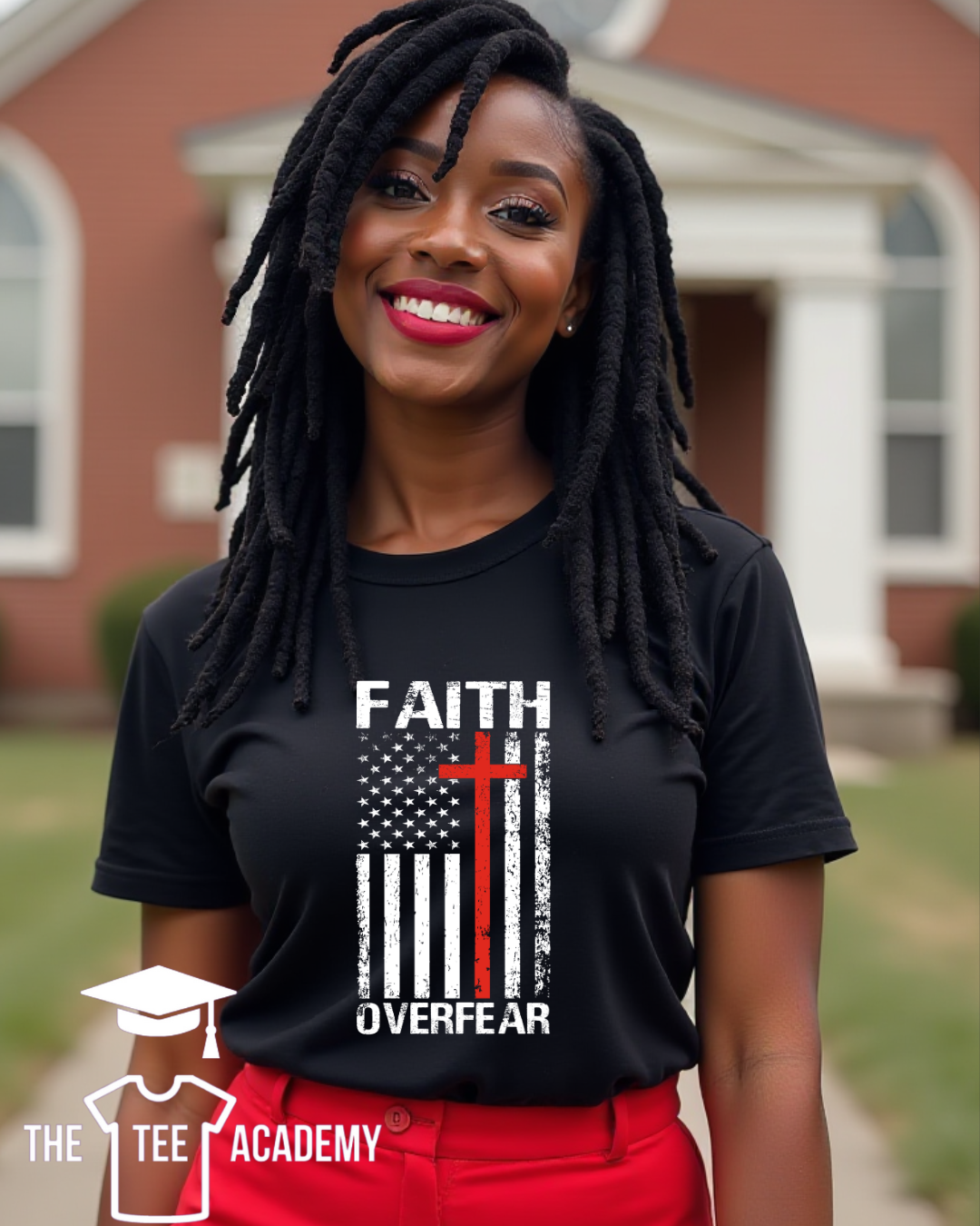 Faith Over Fear W/ Cross-Matte Clear Film Screen Print Transfer