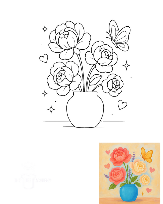 (Sketch Art) Original Flower Pot- Screen Print Transfer
