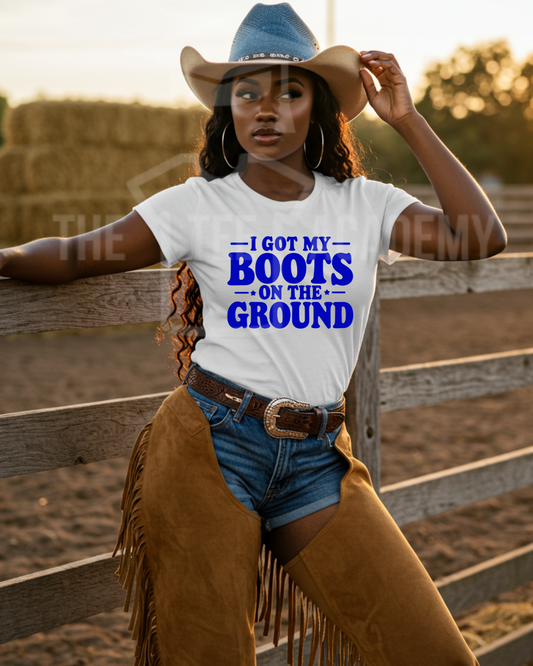 (Royal Blue) Boots On The Ground- Screen Print Transfer