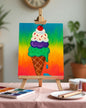 (Sketch Art) Ice Cream Sundae-Screen Print Transfer