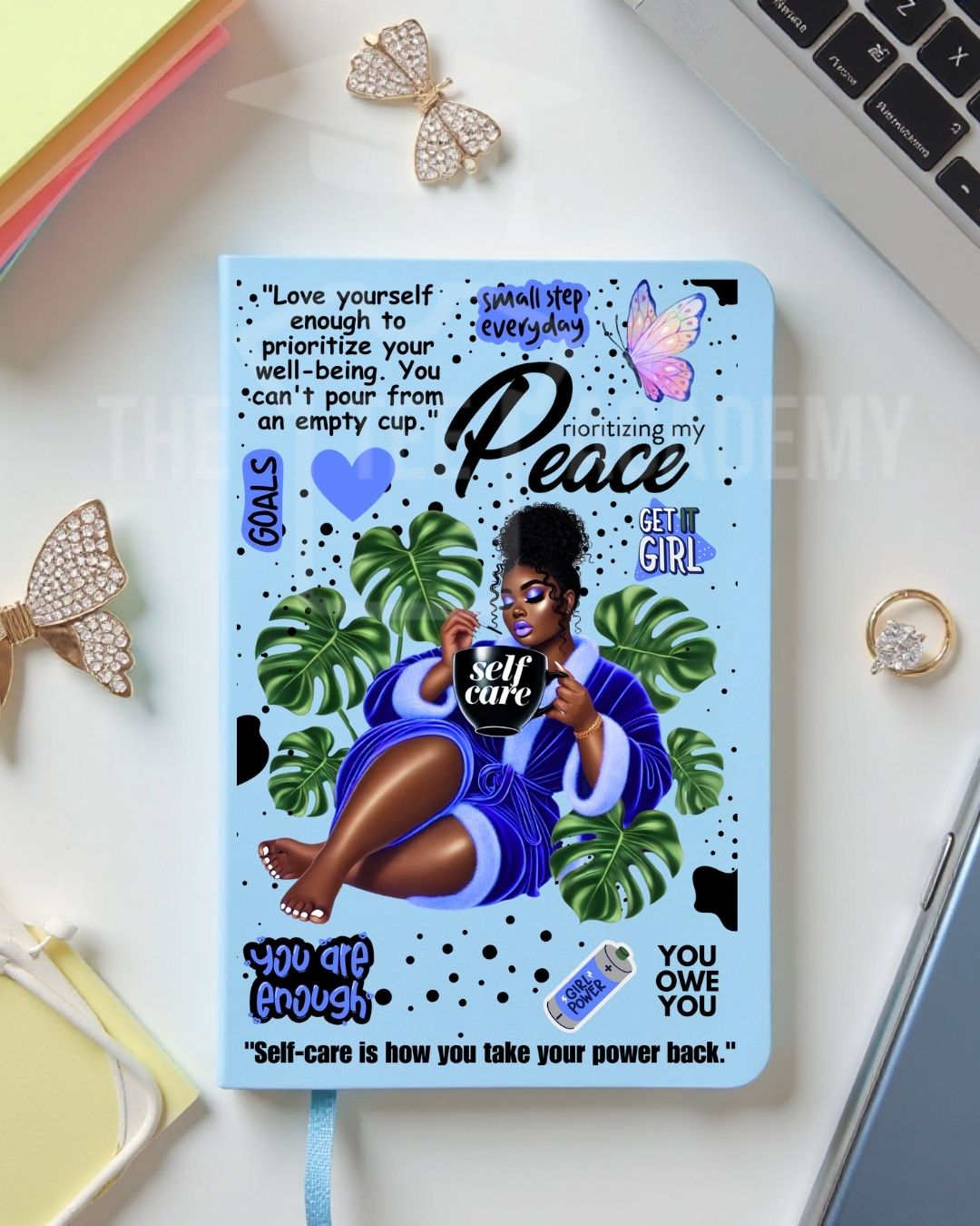 UV DTF Planner Cover Decal- (Blue) Self Love Baddie