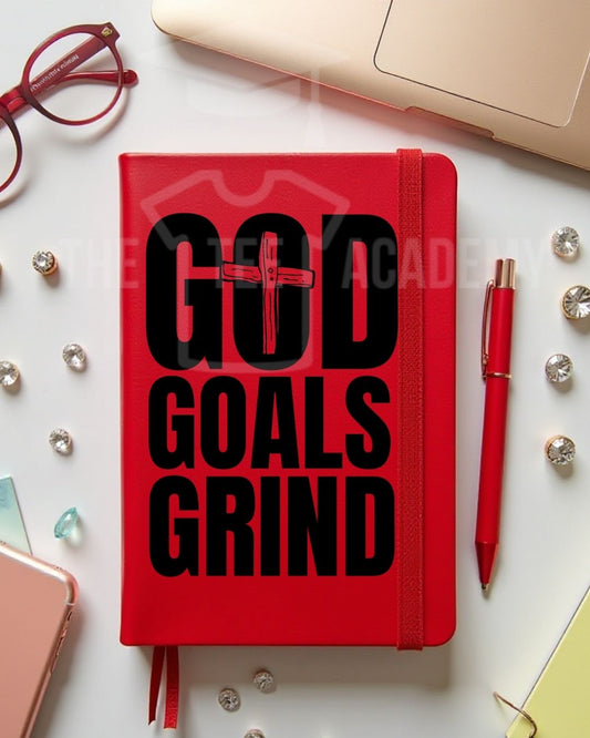 UV DTF Planner Cover Decal- God, Goals, Grind