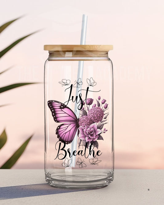 UV DTF Cup Decal - (Pink) Just Breathe