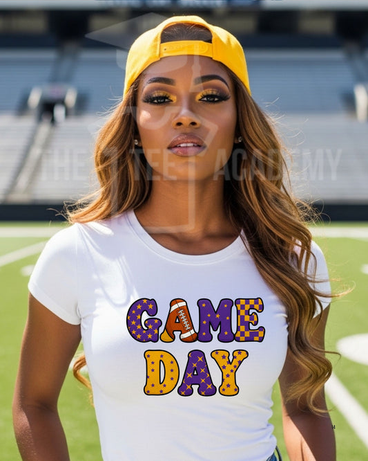 (Purple & Yellow) Game Day- Matte Clear Film Screen Print Transfer