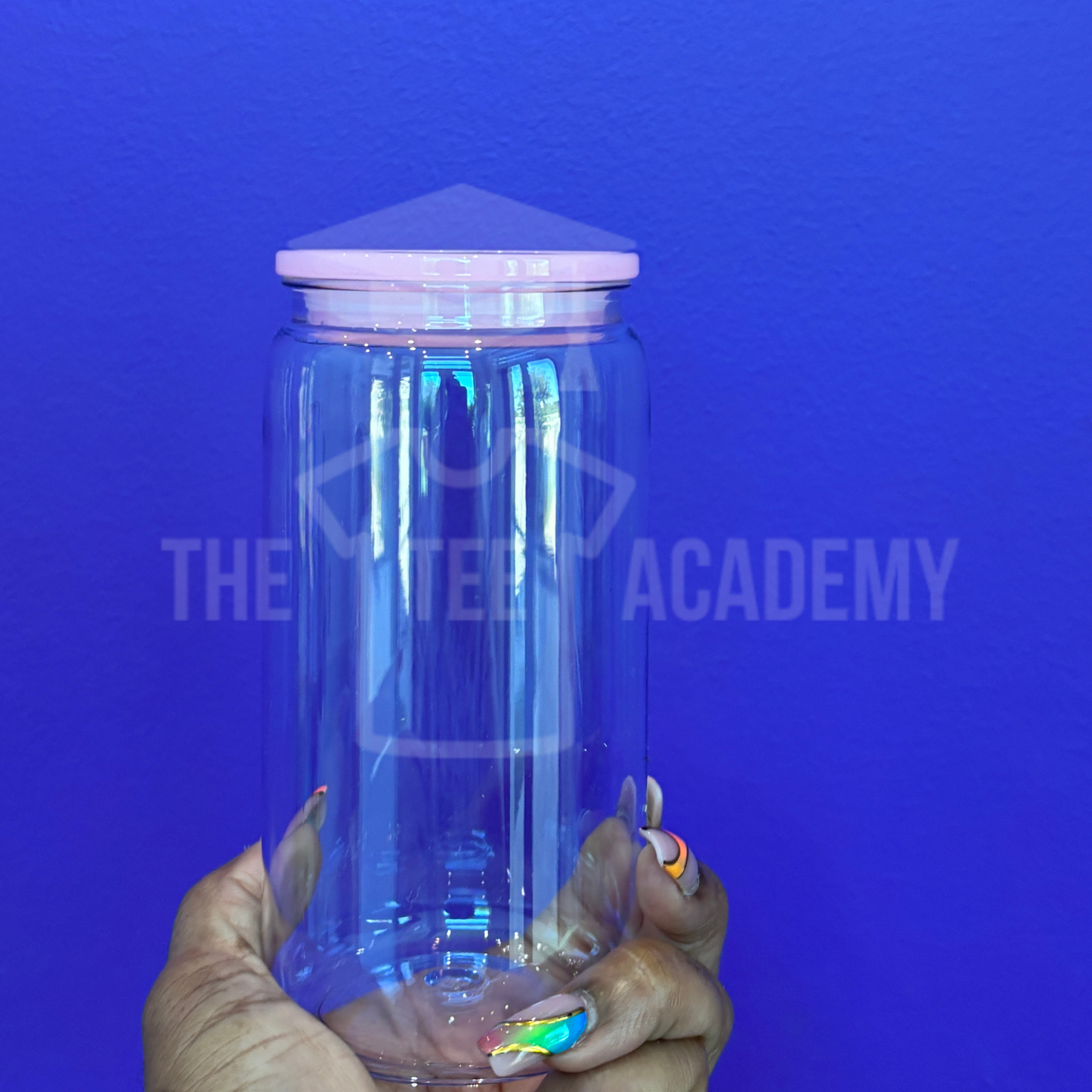 16 oz Clear Plastic Cup/ Colored Lid