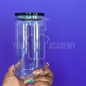 16 oz Clear Plastic Cup/ Colored Lid