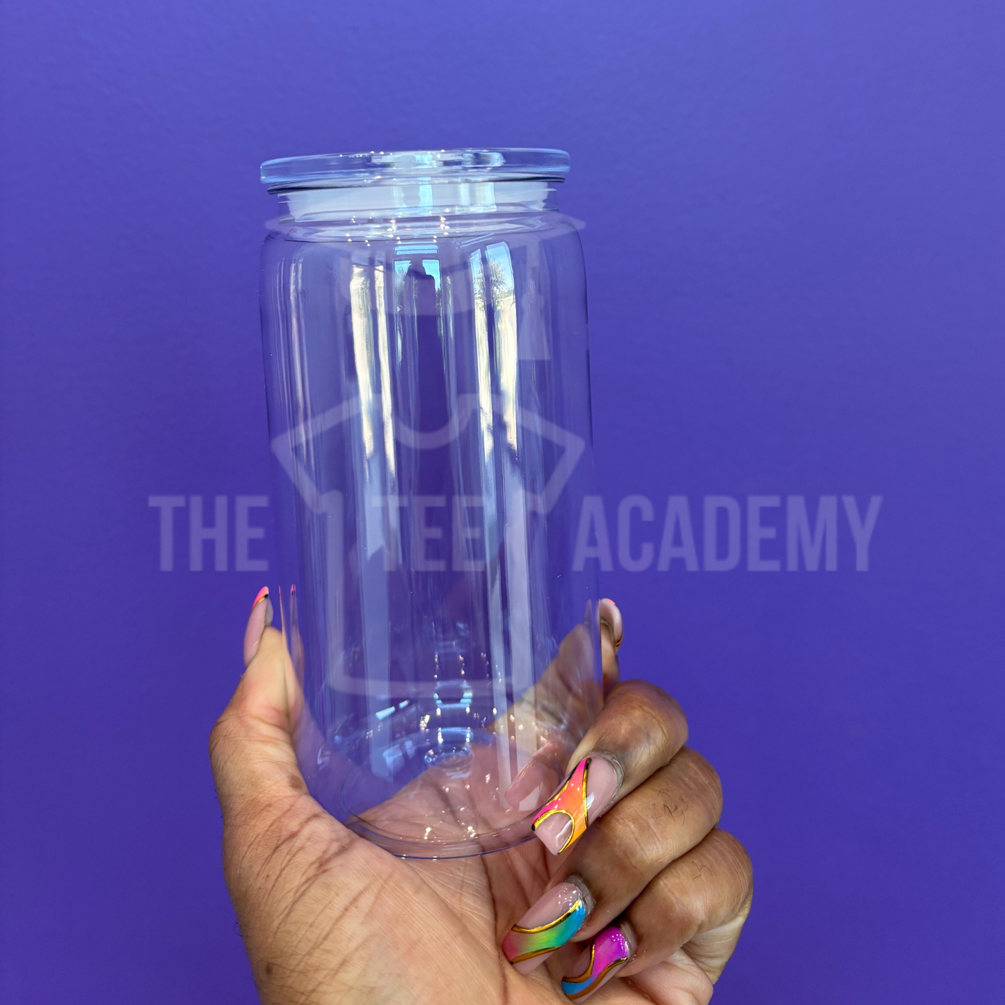 16 oz Clear Plastic Cup/ Colored Lid