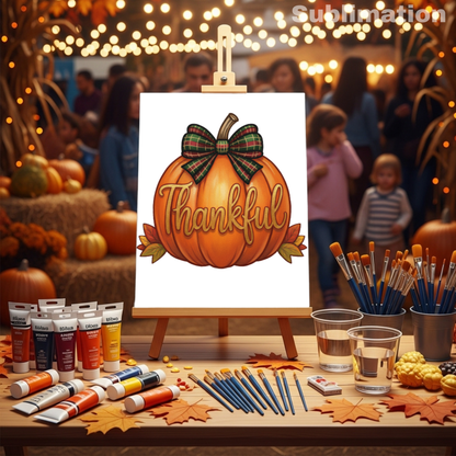(SUBLIMATION) Sketch Transfer- Thankful Pumpkin