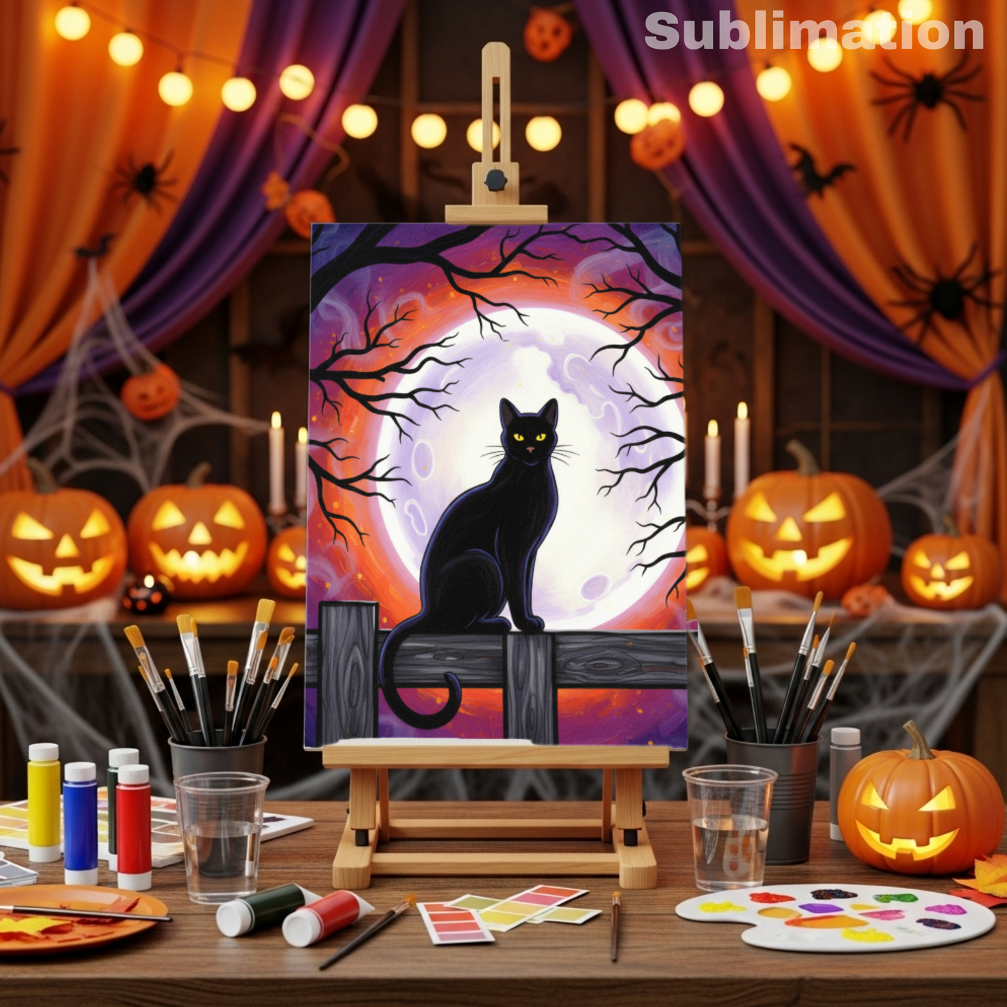 (SUBLIMATION) Sketch Transfer- Black Cat