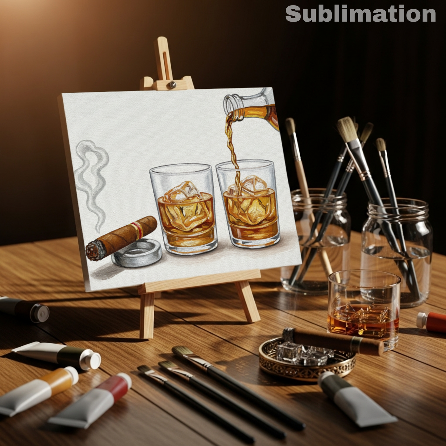 (SUBLIMATION) Sketch Transfer- Whiskey and Cigar