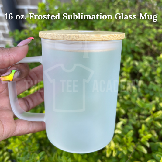 16 oz Frosted Sublimation Glass Mug