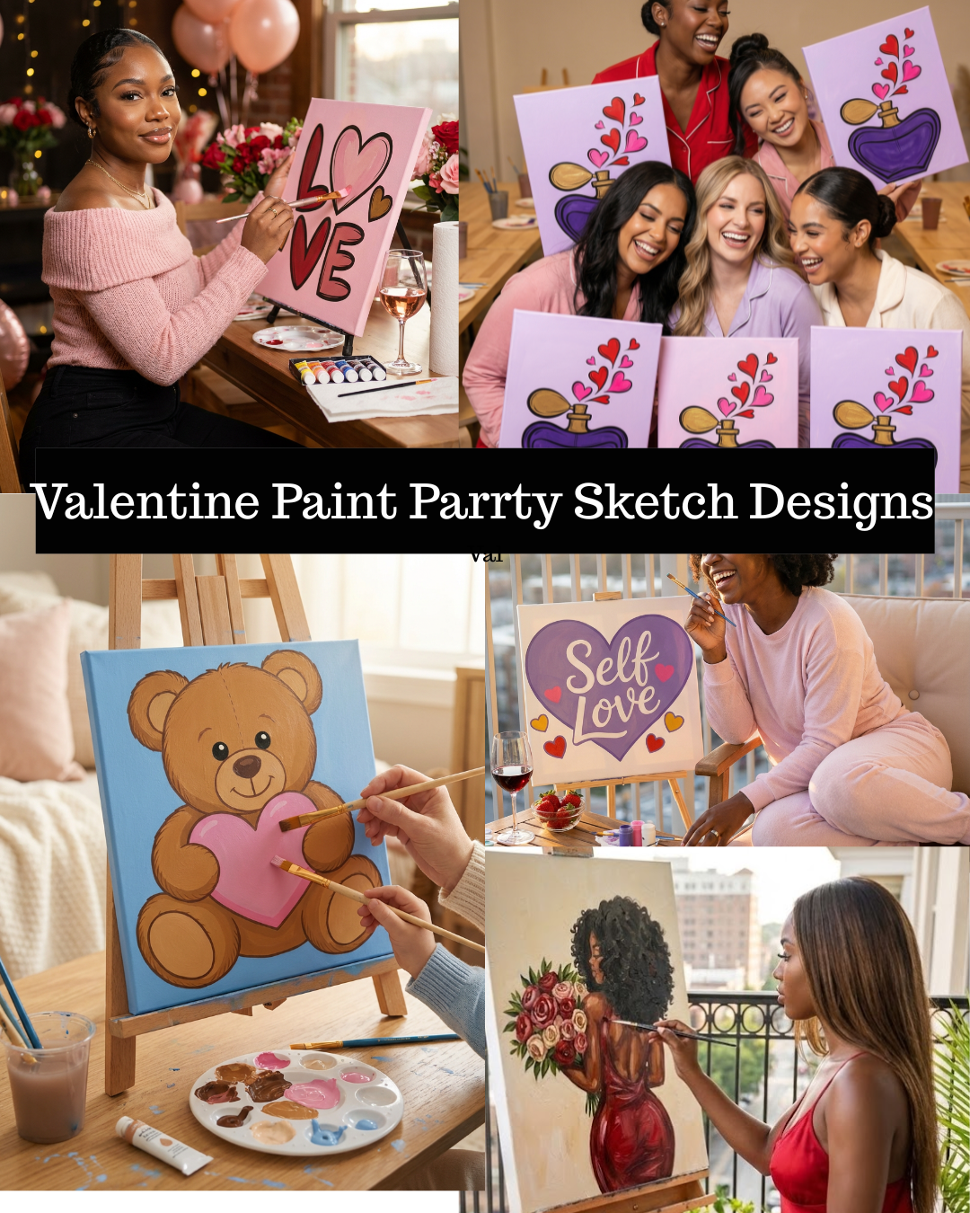 Valentine's Paint Party Sketch Designs- Digital Product + Resell Rights