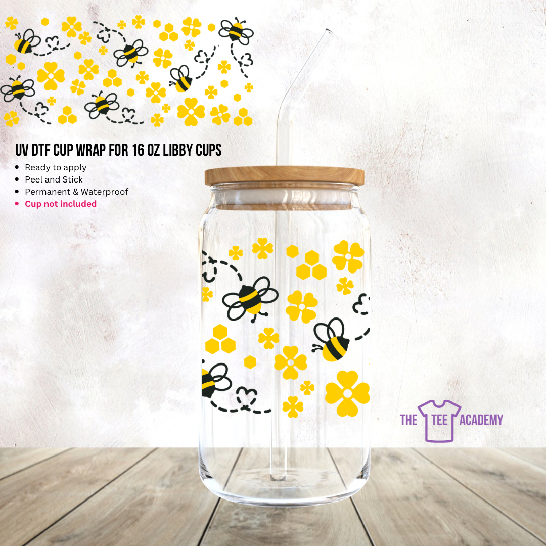 Bumble Bee- UV DTF cup wrap